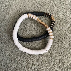 Black and White Beaded Bracelet Set